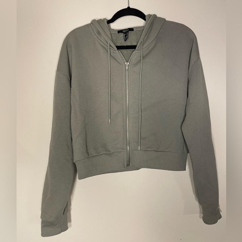 Olive Cropped Sweatshirt